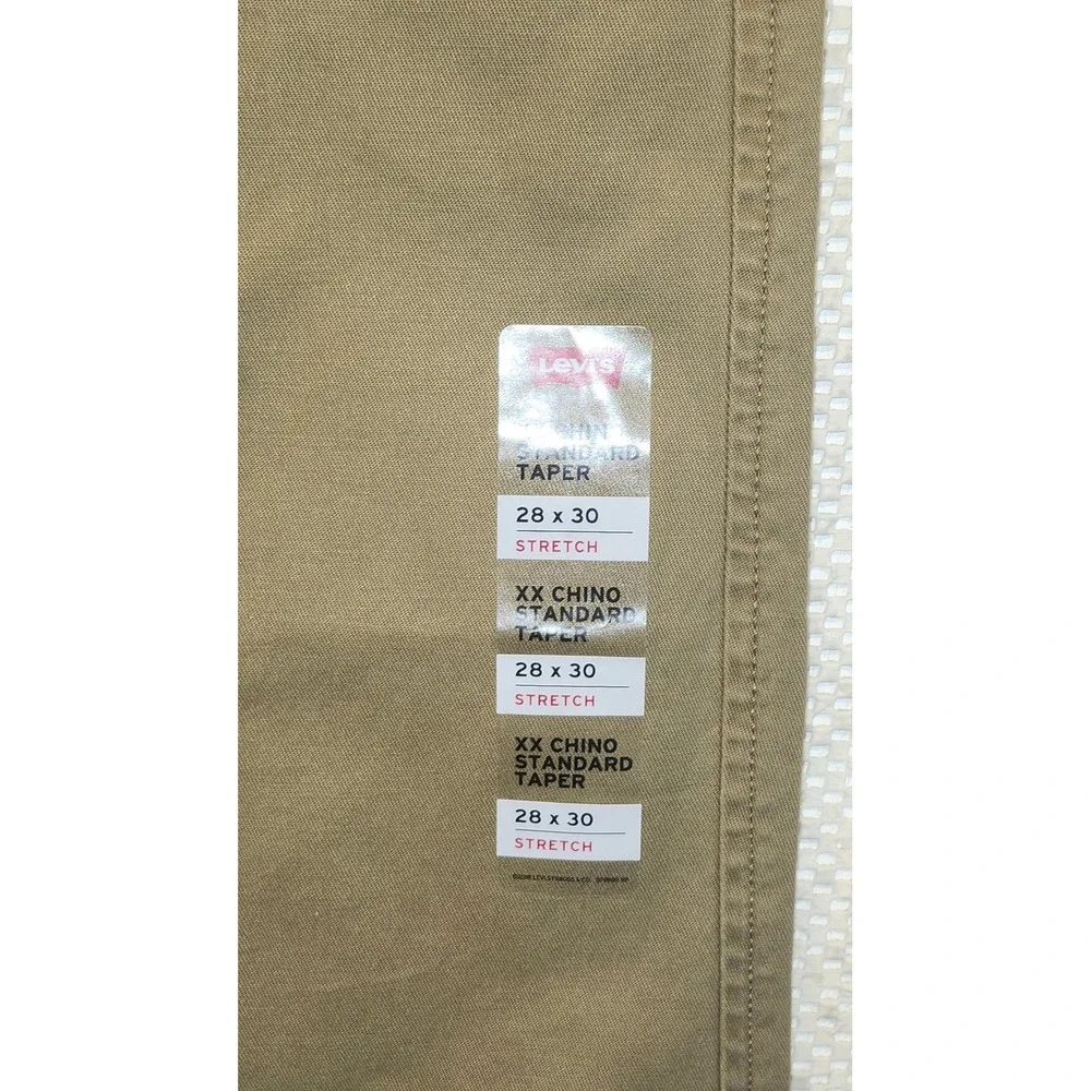 Levis XX Chino Standard Taper Pants Mens 28x30 Khaki Tan Stretch 85226-0072
